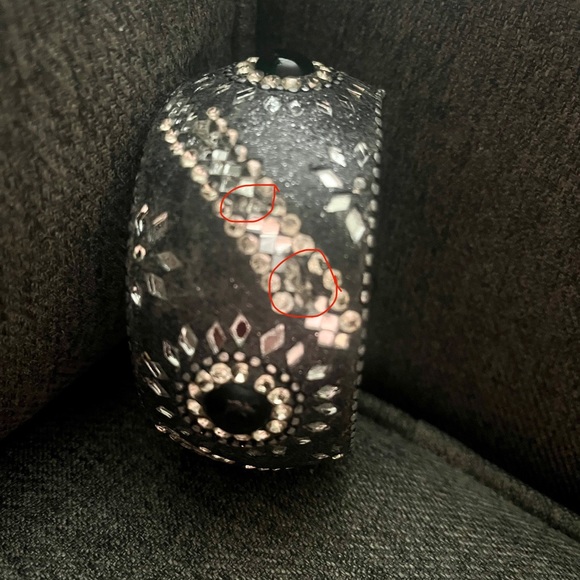 Glittery Thick Bangle with rhinestones and black beads - Picture 5 of 5
